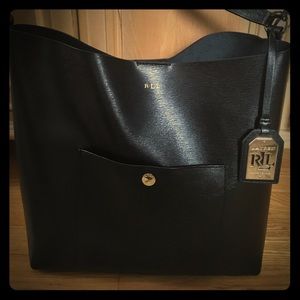 Ralph Lauren Genuine Leather Black Tote